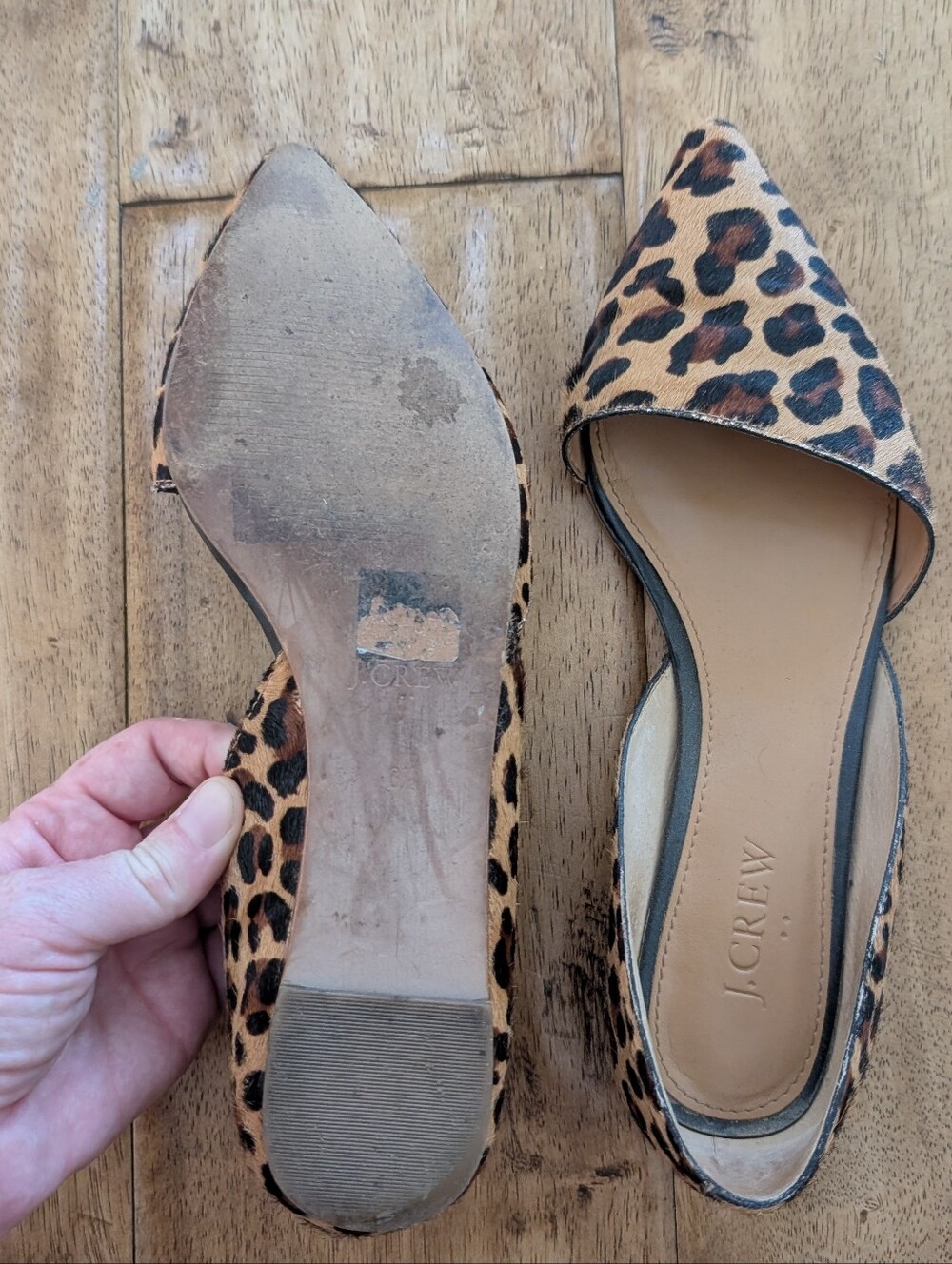 J. Crew Leopard Print Pointed D'Orsay Flats - Tan & Black - Picture 5 of 6